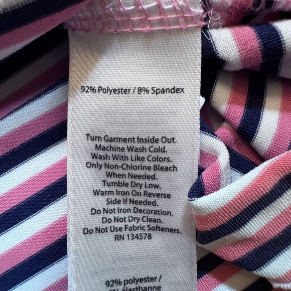 Vineyard Vines Polo Shirt Mens Medium Performance Pink Striped‎ Golf Stretch - Picture 8 of 9
